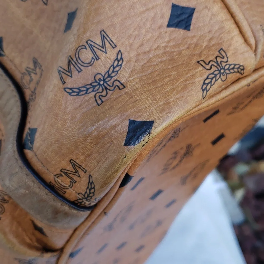 MCM Cognac Visetos Monogram Leather Tote